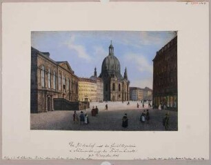 Der Neumarkt in Dresden, Blick nach Osten mit der Frauenkirche und dem Johanneum (ehem. Gemäldegalerie)