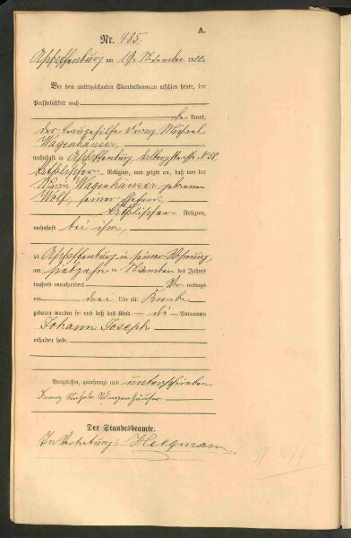Standesamtsbuch der Stadt Aschaffenburg: Geburten 365/1900 - 184/1901