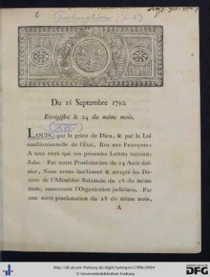 Du 16 Septembre 1790.