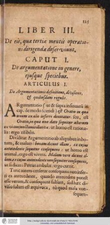 Capvt I. De arumentatione in genere, ejusque speciebus.