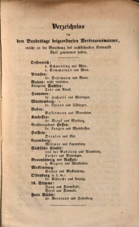Entwurf des deutschen Reichsgrundgesetzes : Von den XVII. Männern des öffentlichen Vertrauens bearbeitet und am 26. April (1848) der Bundesversammlung übergeben