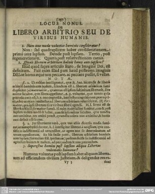 Locus Nonus De Libero Arbitrio Seu De Viribus Humanis
