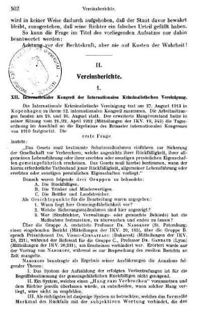 502-506, XII. Internationaler Kongreß der Internationalen Kriminalistischen Vereinigung