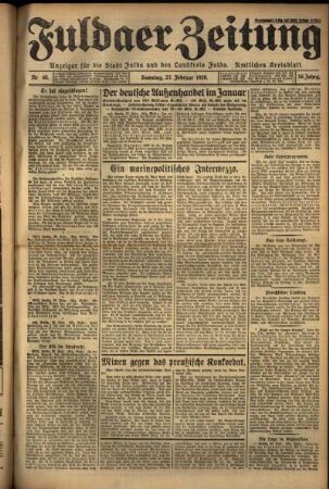 Erste Ausgabe vom Samstag, den 23. Februar 1929.