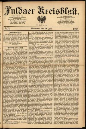Erste Ausgabe vom Samstag, den 19. Juni 1897.