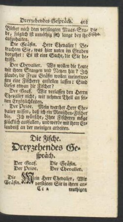 Die Fische. Dreyzehendes Gespraech.