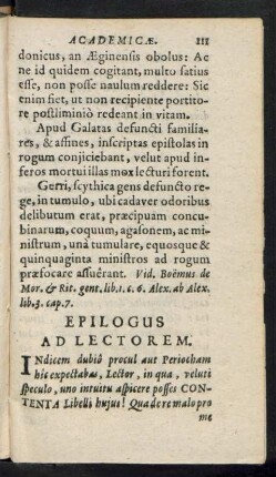 Epilogus Ad Lectorem.