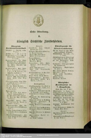 I. Königlich Sächsische Zivilbehörden