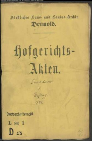 Dannhäuser, Krüger zu Berlebeck gegen Krüger Wehfing zu Ahmsen - Schuldforderung