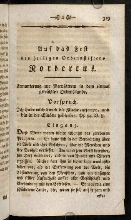 319-336, Auf das Fest des heiligen Ordenstifters Norbertus