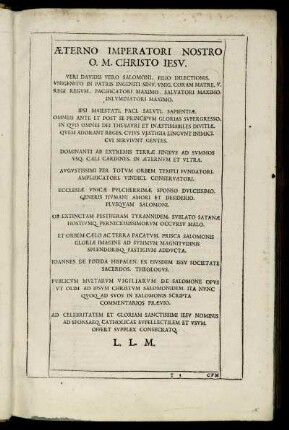 Æterno Imperatori Nostro O. M. Christo Iesu.