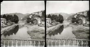 Genua. Nervi. Blick von einer Brücke auf den Bach Nervi