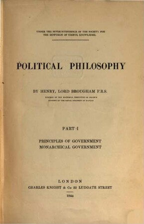 Political Philosophy, 1. Principles of government. Monarchical government