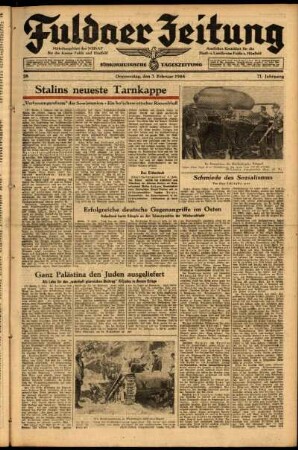 Ausgabe vom Donnerstag, den 03. Februar 1944.