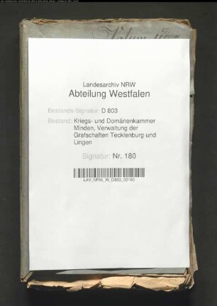 Revision und Verpachtung der Domänen in der Grafschaft Tecklenburg