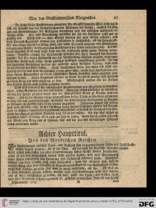 Achter Haupttitul: Von den Nordischen Reichen