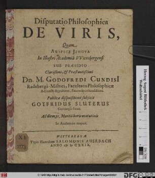 Disputatio Philosophica De Viris