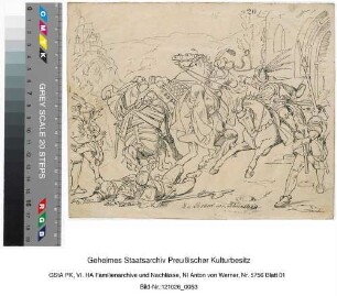 "Die Braut vom Rheinstein"(Handskizze, Feder in Schwarz und Bleistift)