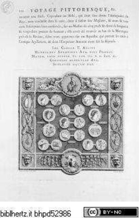 Voyage pittoresque ou description des royaumes de Naples et de Sicile. 4 Bde., 3. Band, Seite 112: Tafel mit Medaillen