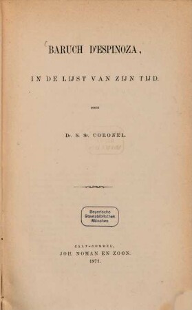 Baruch D'Espinoza, in de lijst van zijn tijd