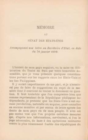 Mémoire au Sénat des États-Unis ...