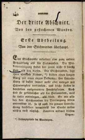 120-156, Der dritte Abschnitt. Von den gestochenen Wunden.