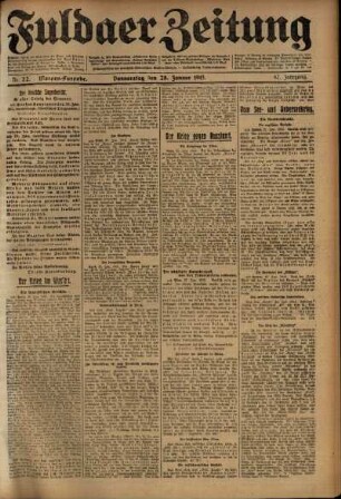Erste Ausgabe vom Donnerstag, den 28. Januar 1915.