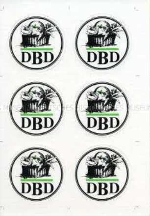 Blatt mit 6 Aufklebern der Demokratischen Bauernpartei der DDR