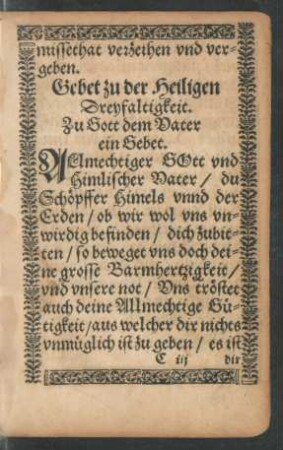 Gebet zu der Heiligen Dreyfaltigkeit.
