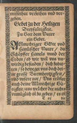 Gebet zu der Heiligen Dreyfaltigkeit.