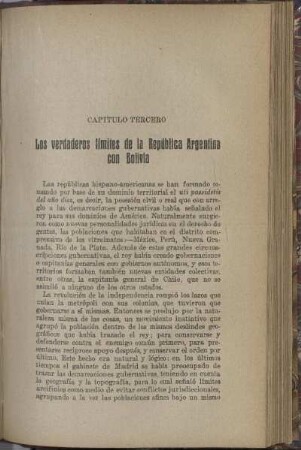 Capitulo tercero: Los verdaderos límites de la República Argentina con Bolivia