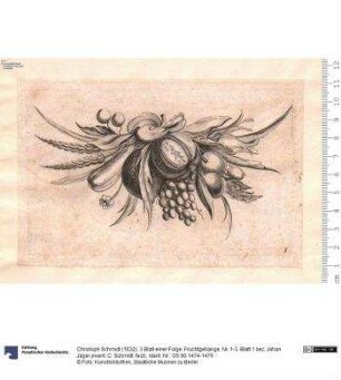 3 Blatt einer Folge: Fruchtgehänge, Nr. 1-3. Blatt 1 bez: Johan Jäger jnvent. C. Schmidt. fecit.