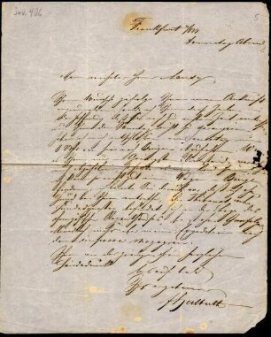 5-10-8-11.0000: Heilbuth, Ferdinand, Kunstmaler; diverse Schreiben ff.: Besuchsankündigung in Bingen