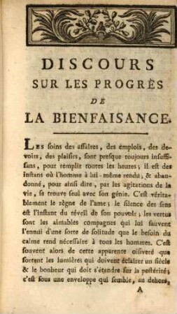 Discours sur les progrès de la bienfaisance