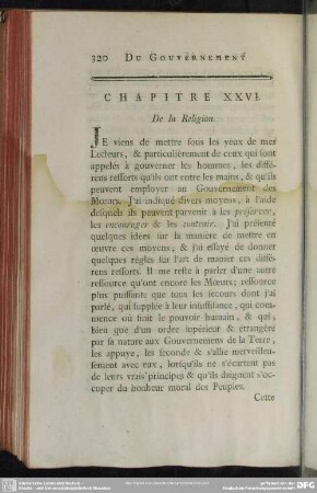 Chapitre XXVI. De La Religion