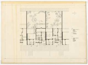 Bundesgartenschau, Karlsruhe 1967 Siedlung Im Eichbäumle: Veröffentlichungszeichnung. Typ A, C. Grundrisse Erdgeschoss, Obergeschoss