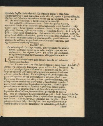Caput IX. De natura legati. De Lege Voconia. ....