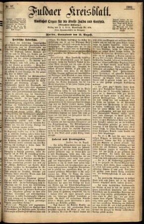 Ausgabe vom Samstag, den 19. August 1882.