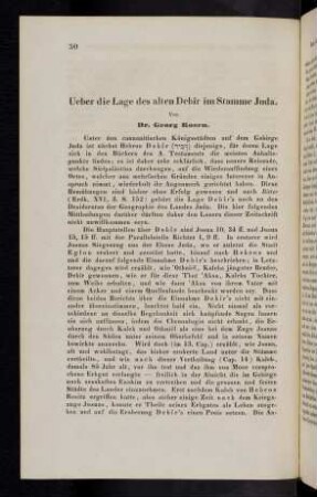 50, Ueber die Lage des alten Debîr im Stamme Juda.