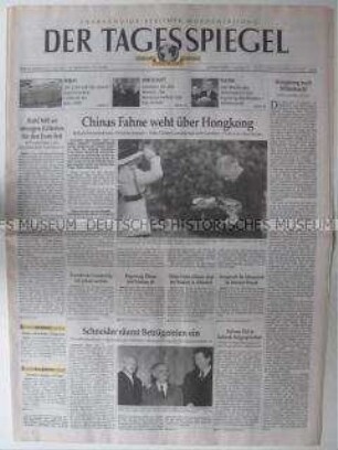 Tageszeitung "Der Tagesspiegel" mit Titelstory zur Übernahme Hongkongs durch China