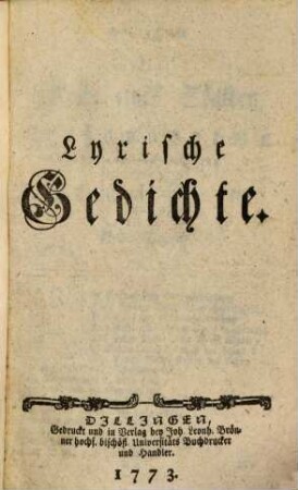 Lyrische Gedichte