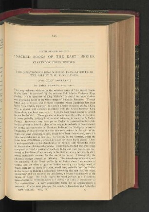 Sixth Review on the "Sacred Books of the East" Series.