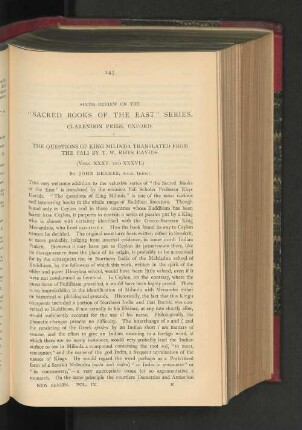 Sixth Review on the "Sacred Books of the East" Series.
