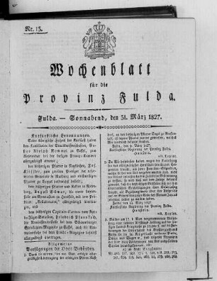 Nr. 13, Ausgabe vom 31. März 1827