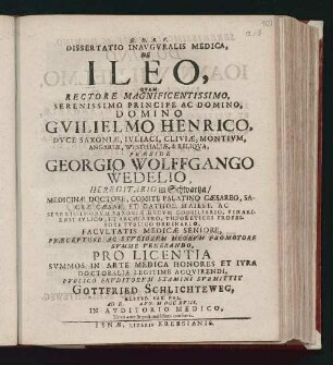 Dissertatio Inavgvralis Medica, De Ileo