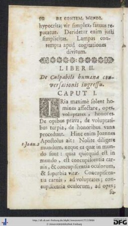 Liber II. De Culpabili humanae conversationis ingressu.