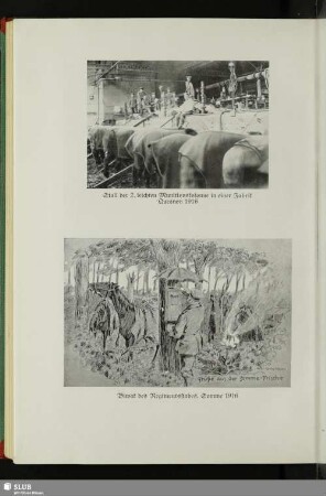 Stall der 2. leichten Munitionskolonne in einer Fabrik Quesnoy 1916