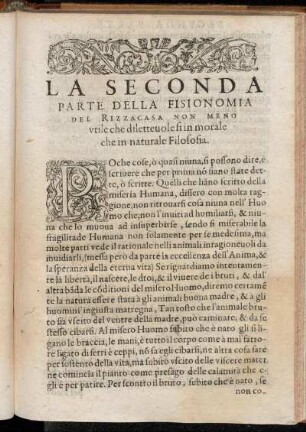 La Seconda Parte Della Fisionomia Del Rizzacasa Non Meno utile che dilettevole si in morale che in naturale Filosofia