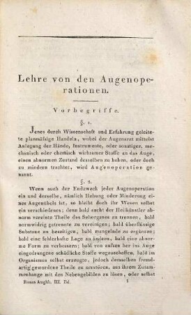 Handbuch der theoretischen und practischen Augenheilkunde, 3. Lehre von den Augenoperationen