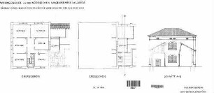 Lauda: Wohngebäude an der nördl.Wagenremise Grundrisse EG,1.OG,Schnitt A-B